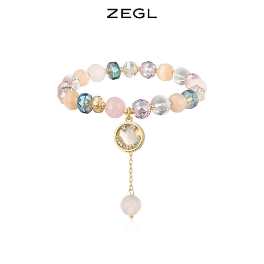 ZEGL贝壳笑脸手链女ins小众设计高级感猫眼石粉晶手串闺蜜手饰品 商品图0