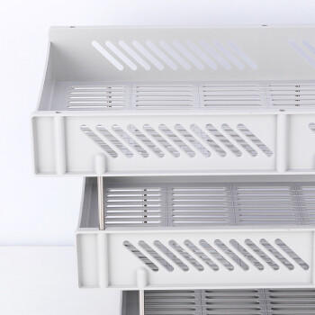 得力（deli）三层镂空收纳文件座自由拆卸组装文件盘/文件框栏桌面档案收纳盒文件置物架管理 灰色9209 商品图1