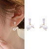 JU-A20韩国珍珠吊坠耳环女银针锆石小耳钉气质冷淡风新款耳饰 商品缩略图1