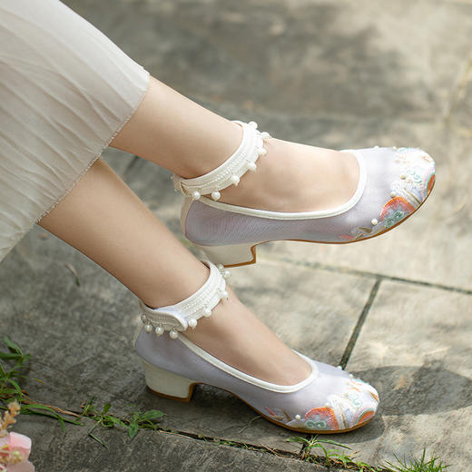 【晗霄】夏季清凉网纱民族风绣花布鞋，古风方跟广场舞蹈鞋 YX 商品图2