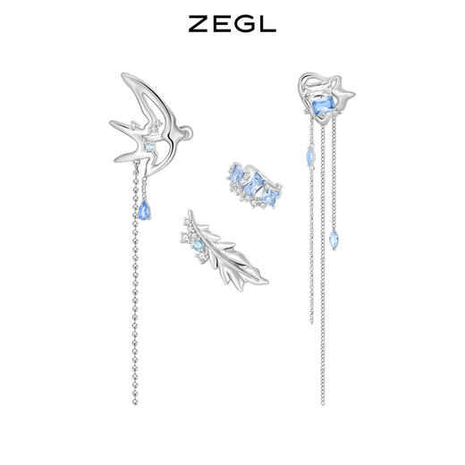 ZEGL设计师雨林系列耳妆盘耳夹女夏无耳洞耳骨夹银针耳钉耳环耳饰 商品图1