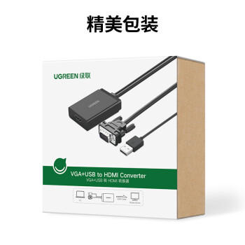 绿联 VGA转HDMI线转换器带音频供电 高清视频转接头 适用台式机笔记本电脑连接电视显示器投影仪40213 商品图0