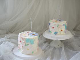 小清新奶油刮花蛋糕