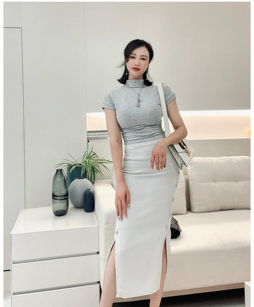 新款J22315322“巨胸T“ 纯欲风复古港风修身高领针织衫（四季可穿） 商品图10