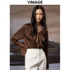 VIMAGE纬漫纪秋季新款时尚喇叭袖口雪纺面料短款V领小上衣女V1813406 商品缩略图3