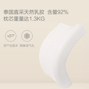 8H 泰国92%天然乳胶枕头成人护颈椎助睡眠专用枕 Z2白 商品图0