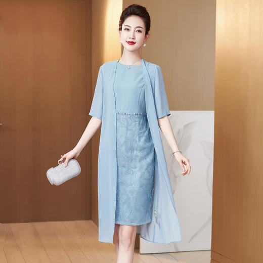 婚宴装妈妈结婚套装礼服2022新款时尚平时可穿两件套高贵连衣裙夏 LC2241 商品图1