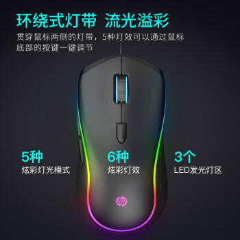 惠普（HP）G1有线鼠标 游戏鼠标LOL吃鸡CF英雄联盟外设RGB灯效电竞鼠标 办公笔记本台式机电脑鼠标有线 商品图3