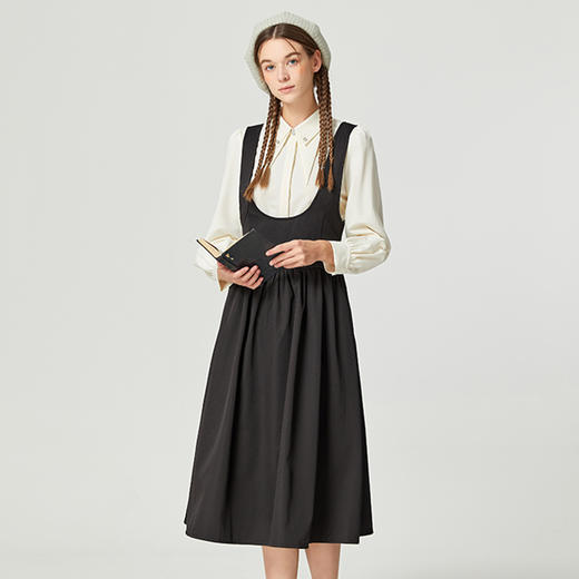 famecoco范可儿纯棉衬衫休闲套装女秋季学院半身裙两件套D221EA302 商品图2