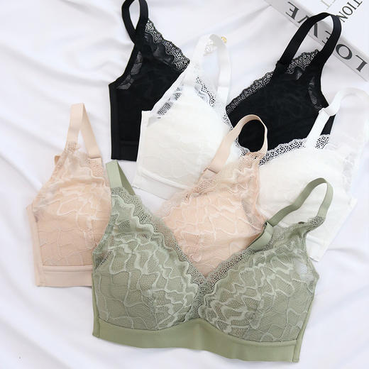 TG-TG02S158薄款真丝无钢圈文胸 蕾丝性感微蚕丝内衣调整型侧收透气 商品图0