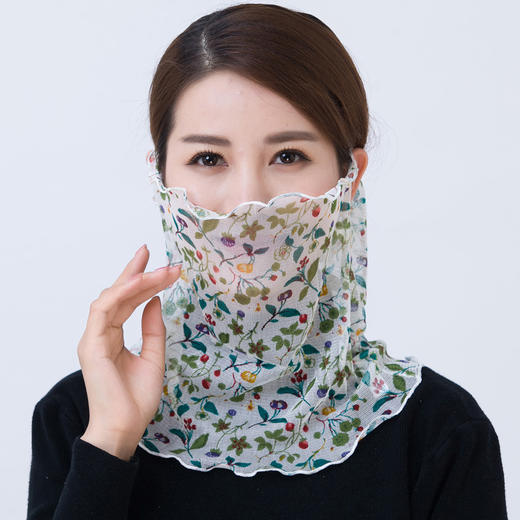 NL-多功能围脖真丝围脖女面罩桑蚕丝脖套假领子夏季遮阳骑行口罩围巾丝巾小领巾 商品图3