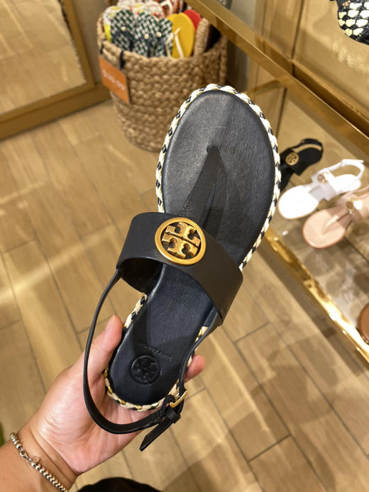 Tory Burch TB 金圆标 夹脚皮凉鞋 商品图1