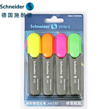 施耐德（Schneider）大容量荧光笔彩色标记号笔学生开学划重点做笔记办公开学必备用品1-5mm 经典4色套装1550 商品图2