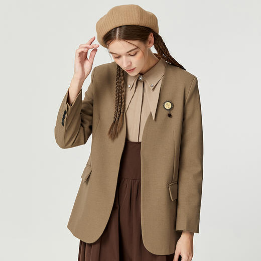 famecoco范可儿气质职业西装外套女早秋款V领通勤商务正装D221AW402 商品图1