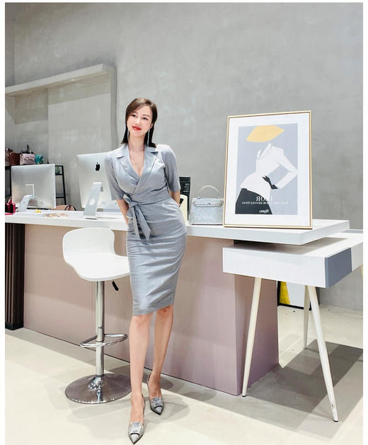 孤品 “华尔街精英“系列连衣裙 JG182275T1X5颈袖添香季新款时尚职场装气质修身显瘦包臀女士连衣裙JG182275T1X5不退可换 商品图3