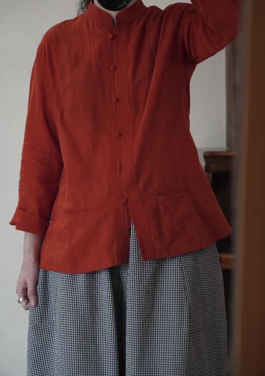 KHADI&CO 小立领盘扣长袖短外套 商品图1