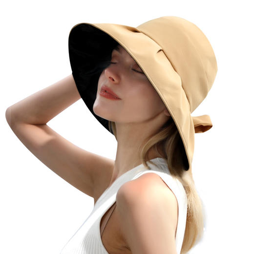 夏季防晒渔夫帽子女士黑胶涂层防紫外线可折叠大帽檐太阳帽XMZ229 商品图4