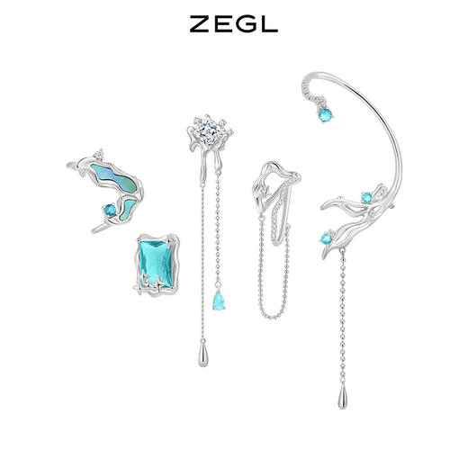 ZEGL设计师雨林系列耳妆盘耳夹女夏无耳洞耳骨夹银针耳钉耳环耳饰 商品图2