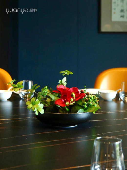 高档餐桌花仿真花圆桌转盘会议桌面酒店餐厅客厅大装饰假花摆设件 商品图3