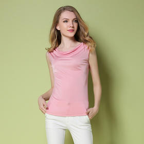 NL-1012荡领背心针织真丝上衣女装夏装无袖背心桑蚕丝面料套头T恤