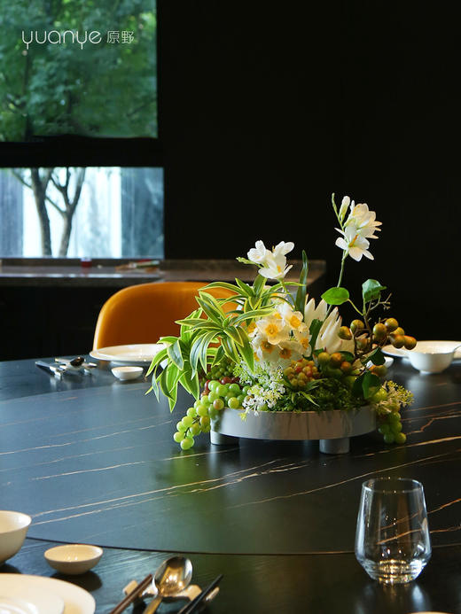 高档餐桌花仿真花圆桌转盘桌面酒店餐厅包厢客厅大装饰假花摆设件 商品图1