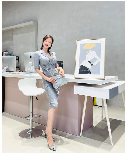 孤品 “华尔街精英“系列连衣裙 JG182275T1X5颈袖添香季新款时尚职场装气质修身显瘦包臀女士连衣裙JG182275T1X5不退可换 商品图2