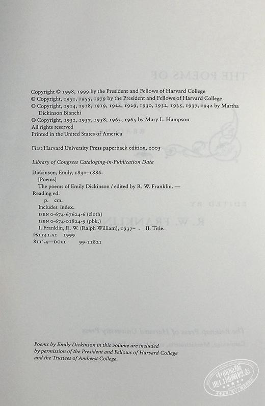 预售 【中商原版】艾米莉狄金森诗集 英文原版 The Poems of Emily Dickinson 诗歌 商品图8