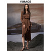 VIMAGE纬漫纪秋季新款女装不对称裙摆A字裙高腰V领显瘦连衣裙V1807405 商品缩略图1