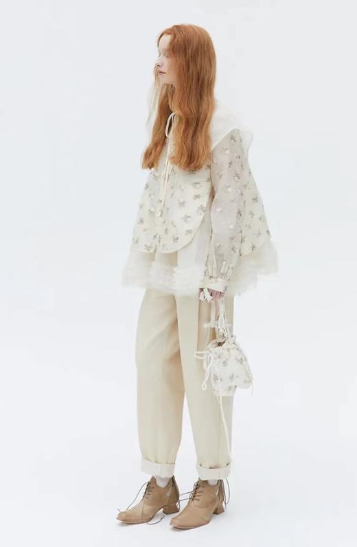 Renlisu  麦色蓬蓬纱可拆卸领上衣 商品图4