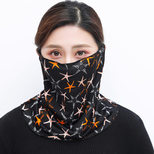 NL-双面多功能针织真丝围脖女套头挂耳护脖丝巾遮面小围巾搭配薄款面罩脖套 商品图7