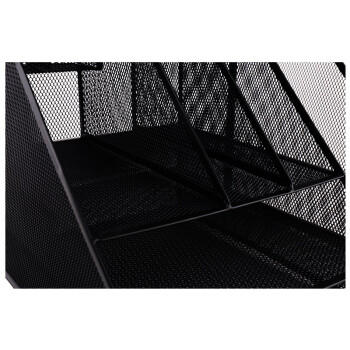 得力（deli）多功能金属网材组合式文件框栏 办公室桌面档案收纳盒多层资料置物架子 分层收纳 黑色9832 商品图0