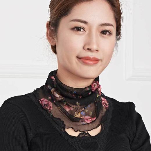 NL-真丝印花围脖桑蚕丝网眼真丝围脖套头围巾丝巾遮阳春夏百搭假领子脖套女 商品图7