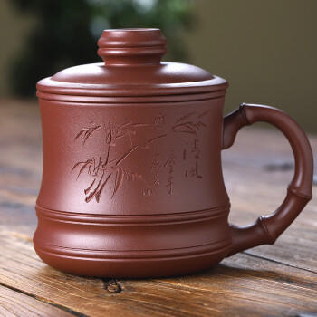 君礼轩紫砂杯宜兴手工三件套茶杯茶水分离功夫茶具礼盒装节节高升480ml 商品图1