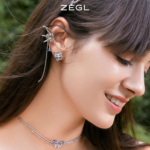 ZEGL设计师雨林系列耳妆盘耳夹女夏无耳洞耳骨夹银针耳钉耳环耳饰 商品图7