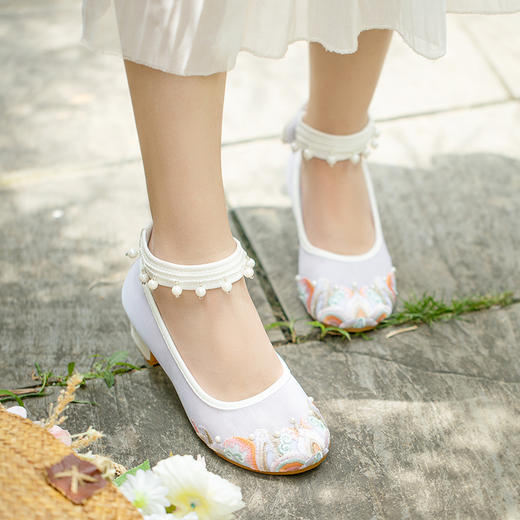 【晗霄】夏季清凉网纱民族风绣花布鞋，古风方跟广场舞蹈鞋 YX 商品图4