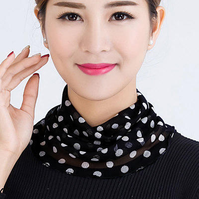 NL-真丝印花围脖桑蚕丝网眼真丝围脖套头围巾丝巾遮阳春夏百搭假领子脖套女 商品图4