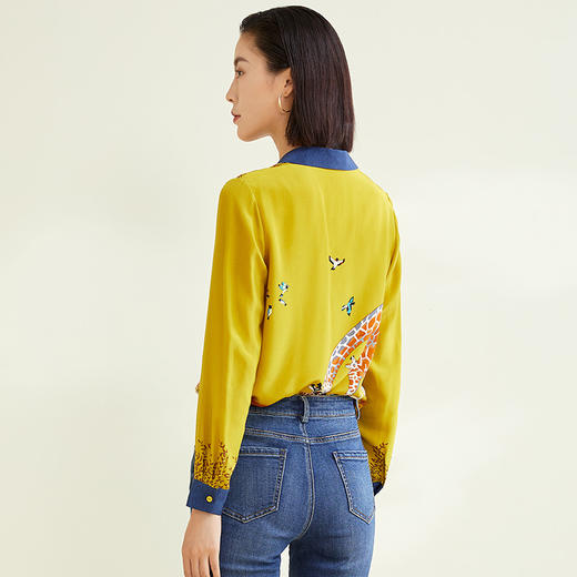 玳莎16MM双绉定位印花衬衫女2022新品气质真丝长袖上衣   CC31312 商品图2