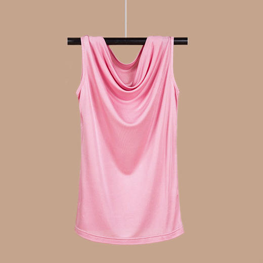 NL-1012荡领背心针织真丝上衣女装夏装无袖背心桑蚕丝面料套头T恤 商品图6