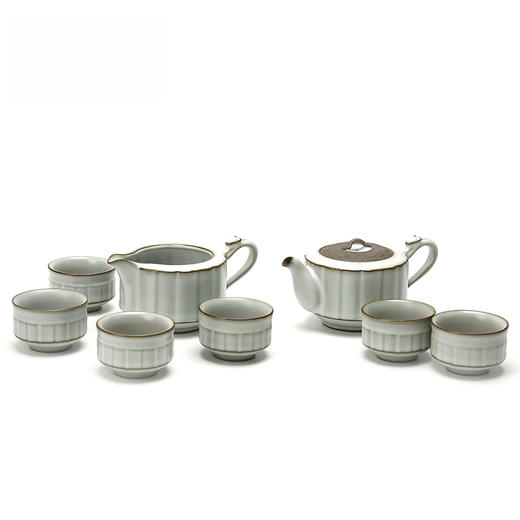 乾唐轩活瓷云龙如意茶具1壶6杯1茶海（陶艺无光月白） 商品图0