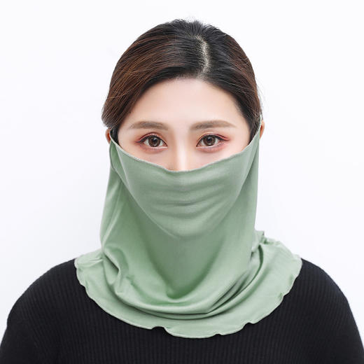 NL-双面多功能针织真丝围脖女套头挂耳护脖丝巾遮面小围巾搭配薄款面罩脖套 商品图2