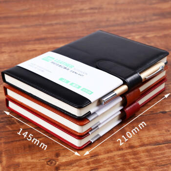 递乐 A5磁搭扣商务笔记本定制/加厚日记本/皮面记事本/复古办公会议本120张 4327黑色 商品图5