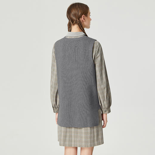 famecoco范可儿减龄漂亮洋气套装秋收腰格纹衬衫裙两件套D216EA303 商品图4