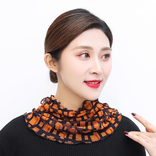 NL-真丝印花围脖桑蚕丝网眼真丝围脖套头围巾丝巾遮阳春夏百搭假领子脖套女 商品图6