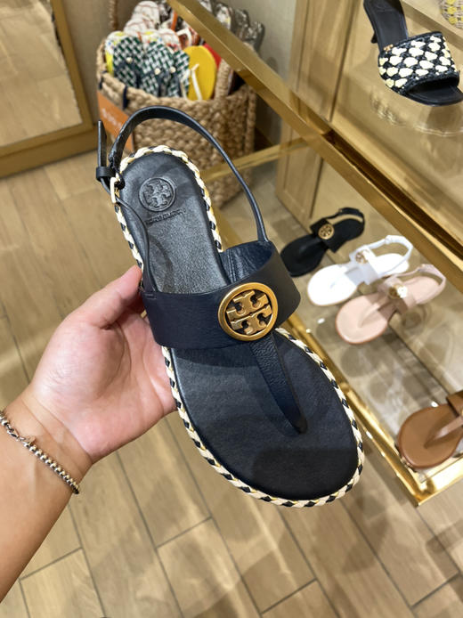 Tory Burch TB 金圆标 夹脚皮凉鞋 商品图2