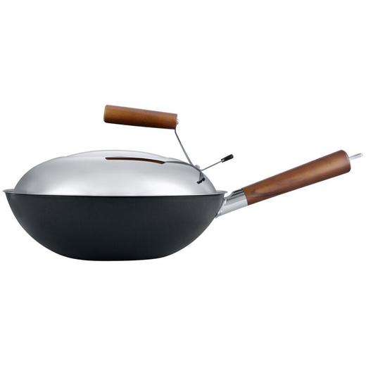 【直发】美珑美利 黑晶铁锅系列炒锅 少油烟物理不易粘炒菜锅 无涂层厨房铁炒锅 黑晶炒锅30cm 商品图5