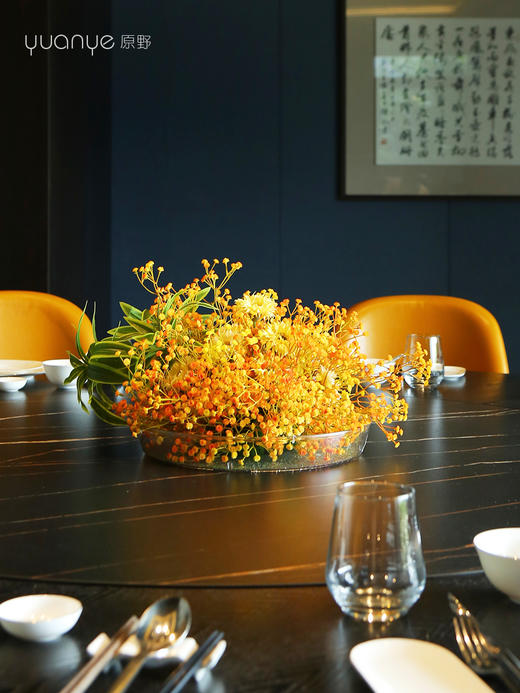 餐桌花仿真花圆桌转盘酒店圆形摆花餐厅桌面中间假花轻奢高档装饰 商品图0