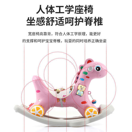 儿童大号木马 1-5岁宝宝生日礼物玩具摇摇车大号两用带音乐摇摇马-W仓 商品图4