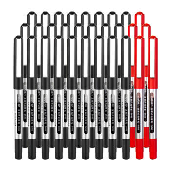 得力（deli）(deli)直液笔 0.5mm子弹头中性笔 签字笔走珠笔水笔  25黑5红 30支/盒 33988 商品图3