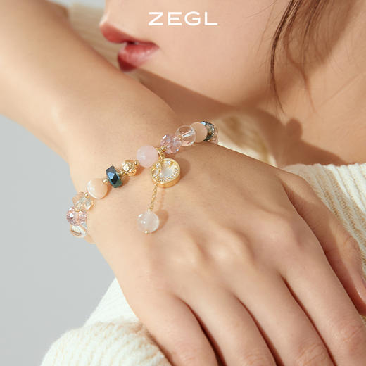 ZEGL贝壳笑脸手链女ins小众设计高级感猫眼石粉晶手串闺蜜手饰品 商品图1