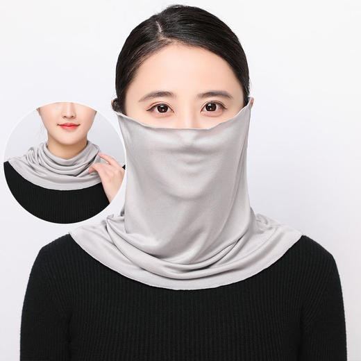 NL-双面多功能针织真丝围脖女套头挂耳护脖丝巾遮面小围巾搭配薄款面罩脖套 商品图1